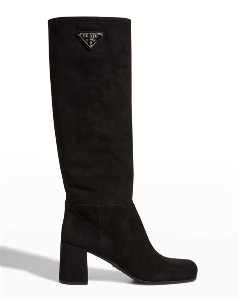 prada over the knee boots 2015|Prada block heel boots.